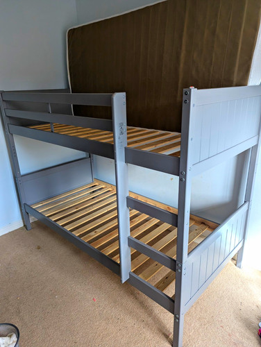 Grey wooden bunk bed frame - wooden,