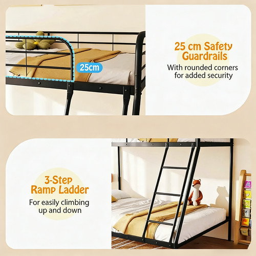 Metal bunk bed with - bed, and
