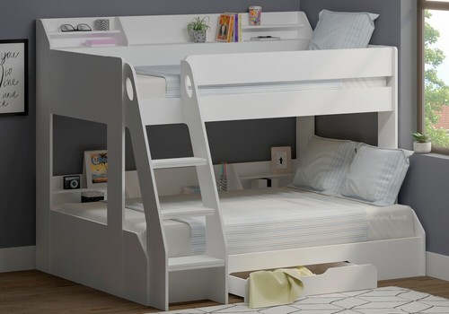 White small double bunk - white, beds