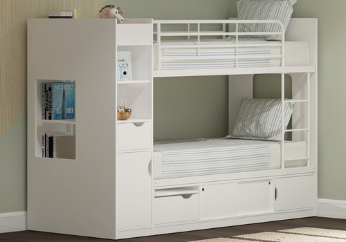 White storage bunk bed - storage,