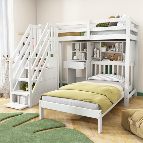 Bunk bed with - with, stairs,