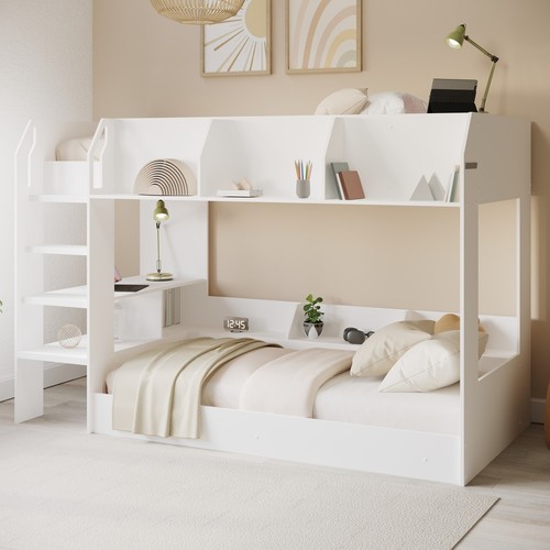 White bunk bed with storage - bunk,