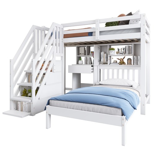 Bunk bed with - bed, stairs,