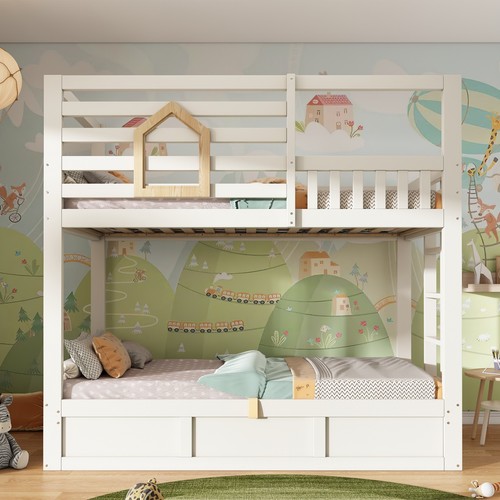 Wooden bunk bed - bunk, 3ft