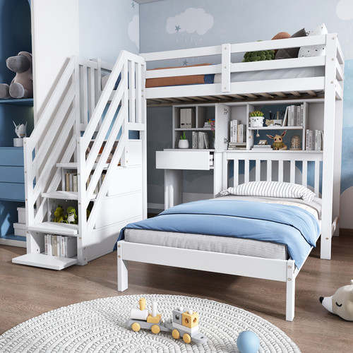 Wood house bunk bed x190 - wood,