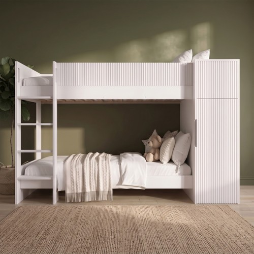 White ribbed bunk bed with - bunk,