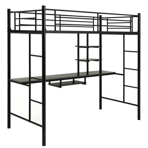Single metal loft bed - loft, frame