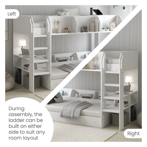 White bunk bed - with, storage